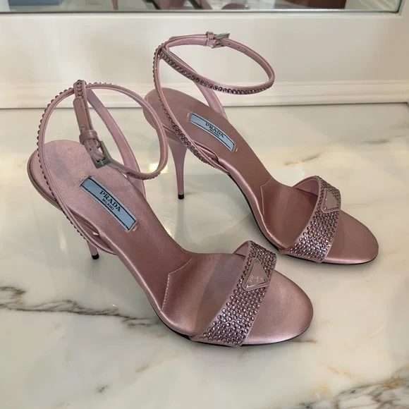 NIB Prada Crystal Embellished Satin Sandals - Picture 5 of 8